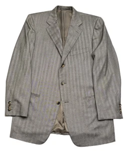 Ermenegildo Zegna 44R Gray Herringbone 15 MILMIL 15 3 Button Ventless Sport Coat - Picture 1 of 8