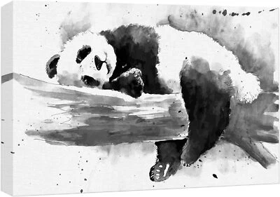 Wall26 Canvas Print Black & White Sleeping Panda Wildlife Wall Art - Изображение 1 из 4