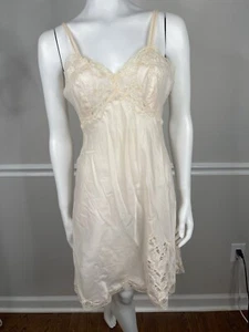 Vintage 40s Nylon blush pink lace full slip dress sexy 38” bust Women’s Lingerie - Picture 1 of 13