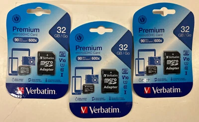 3/$21.99 Verbatim Premium microSDHC Card 32 GB/Go (44083) - Image 1 of 2