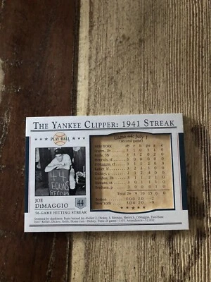 2003 Upper Deck Playball Joe DiMaggio The Yankee Clipper: 1941 Streak Card #S44 - Image 1 of 2