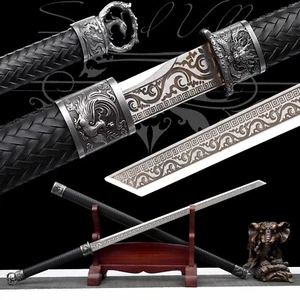Handmade Katana/Manganese Steel/Full Tang Blade/Black/Fighting Master/Real Sword - Picture 1 of 10