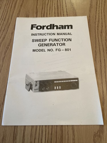 Fordham Test Instruments Sweep Generator Model FG-801 Instruction ...