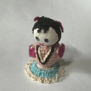 Amigurumi miniture crochet Japanese doll vintage 2” tall CUTE! - Picture 1 of 8