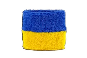 Schweißband Fahne Flagge Ukraine 2er Set 7x8cm Armband für Sport 2 Stück - Picture 1 of 1