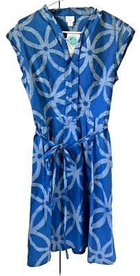 Vestido Global Mamas Nuevo con Etiquetas Azul Geométrico Algodón Manga Gorra Talla M Foto 1 de 4