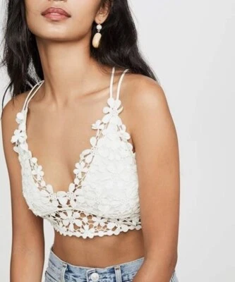 Free People Intimately Ivory White Miss DAZIE Bralette Crochet Size Medium - Image 1 of 4