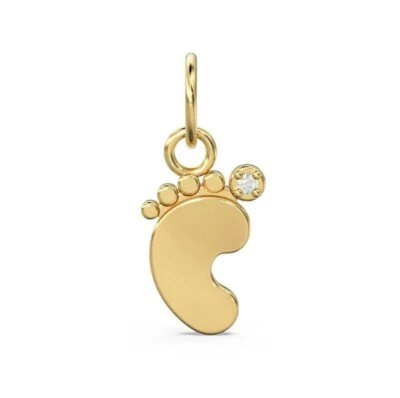 Foot Solid Gold Diamond Prong Charm Pendant Body Part Charms For Necklaces. - Image 1 of 4