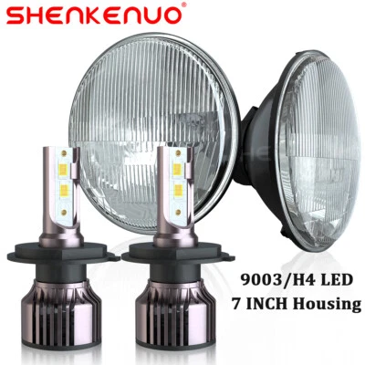 Pair 7" inch Round LED Headlight Hi/Lo Beam H4 Bulbs for Chevy Truck Camaro C10 - Image 1 of 4