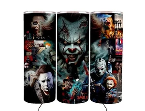 Horror Tumbler Movies Characters Halloween 20oz Tumbler Travel Mug Cup - Picture 1 of 3