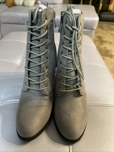 Botas Windsor Talla 8 Tacón Imitación Gamuza Tobillo Encaje Y Cremallera Color Beige/Camel - Imagen 1 de 5