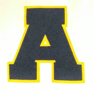 Álbum de recortes artesanales retro vintage años 50 Varsity Letter A Patch Letterman azul amarillo - Imagen 1 de 12