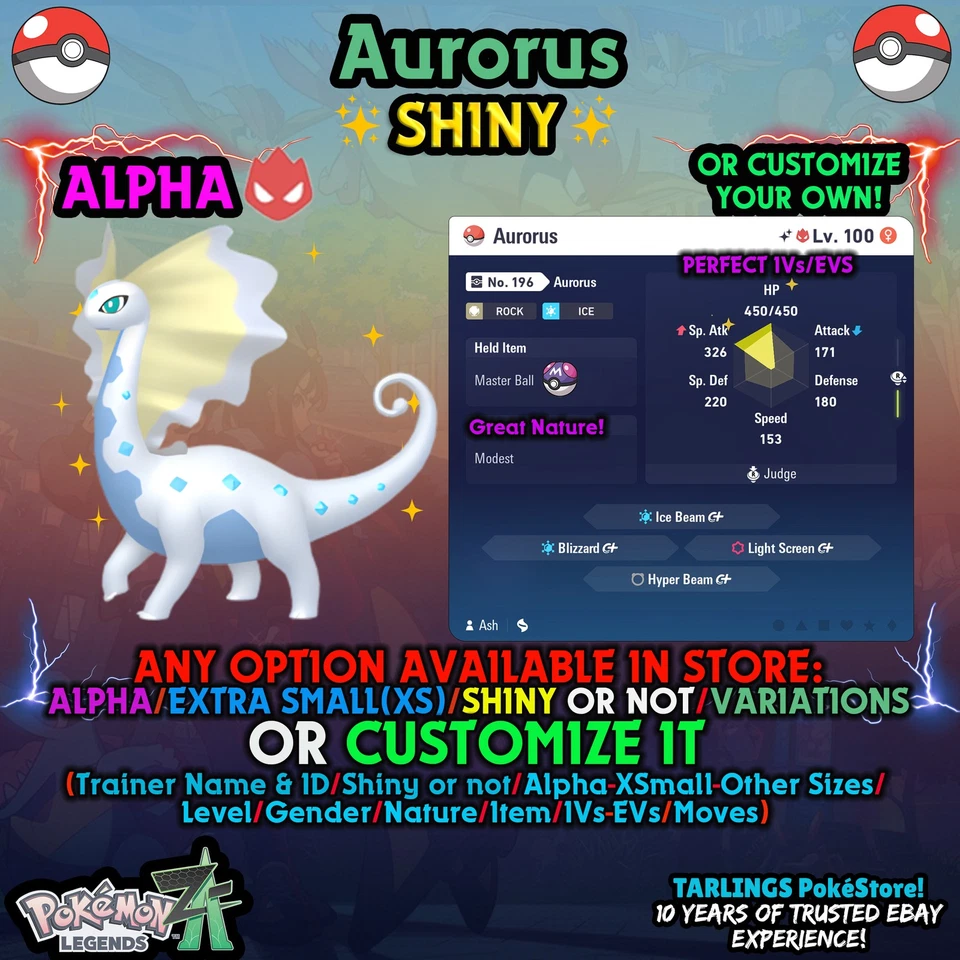 Pokemon Legends ZA 🐉 Aurorus - SHINY/NON/ALPHAS/XS/BUNDLES ✨ OR CUSTOM ✨ - Image 1 of 1