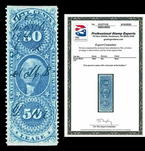 Scott R57b 1862 50c Part Perf Lease Revenue Used VF Cat $250 with PSE CERT - Picture 1 of 1