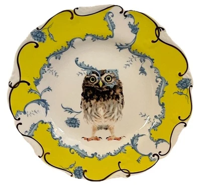Anthropologie 9" Prato Lou Rota Nature Mesa Coruja Floral Salada Sobremesa - Imagem 1 de 4