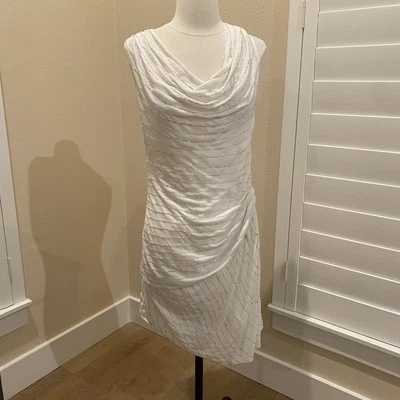 HH Haute Hippie Dress Ivory Beaded Draped Sleeveless Small - Image 1 of 4