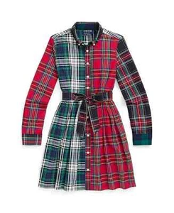 Polo Ralph Lauren Big Girls Plaid Cotton Fun Shirtdress Size 14 - Picture 1 of 2