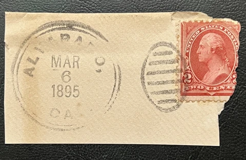 1895 ALVARADO CALIFORNIA (NOW UNION CITY) FANCEL CANCEL FOOTBALL OVAL CUT SQUARE Cover
