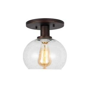 Woodbridge Lighting Austin 1-LT Opal Ball Semi Flush, Bronze - 17835MEBWL-C00805 - Picture 1 of 1
