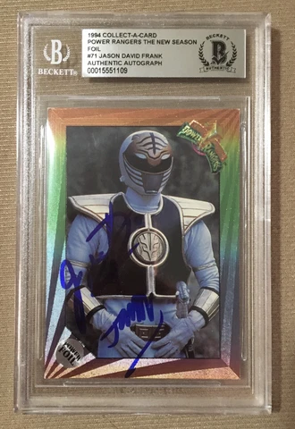Jason David Frank signed White Ranger Slabbed Card. Power Rangers. Beckett COA Cover