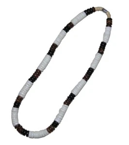 Collar Tiger Smile Real Chips Puka Shell Coco 18" Blanco Negro Marrón - Imagen 1 de 1