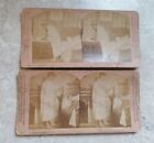 Stereoscope Stereoview Cards X2 Comedy Domestic Scenes Bedroom Humour 1860