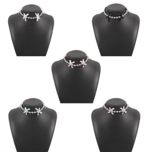 Unique Bows Choker Necklace Sweet Cool Bowknot Beaded Necklace for Women Girls - Picture 1 of 13