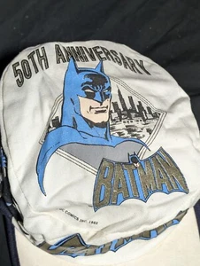 Vtg 1982 Batman Hat Comic 80s White 50th Anniversary Hat Painter Cap DC  - Picture 1 of 8