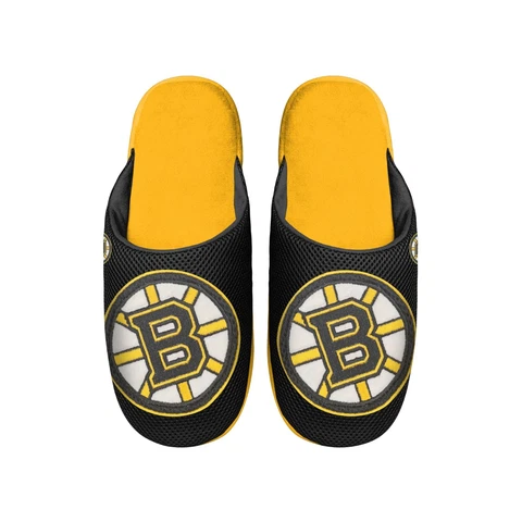 Boston Bruins 2022 NHL Men's Big Logo Mesh Slide on Slipper FREE SHIP Cover