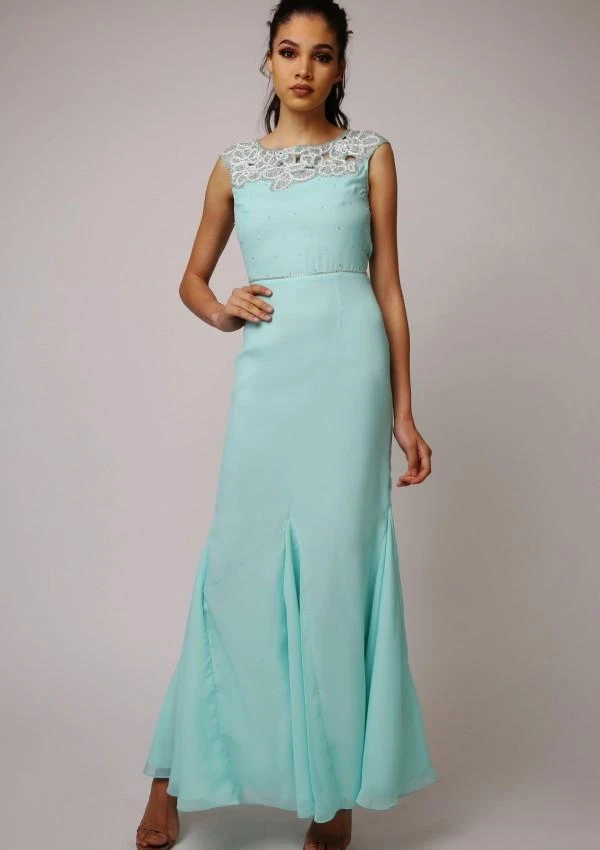 Maxi Vestido de Fiesta Virgos Lounge Analiese Embellecido Talla UK12 EUR40 US8 RRP £140 Foto 1 de 4