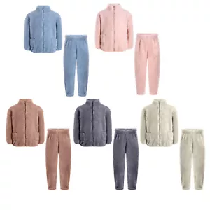 Unisex Kids Pajama Coral Fleece Outfit Tops Set Stand Collar Costume Boys Soft - Picture 1 of 55