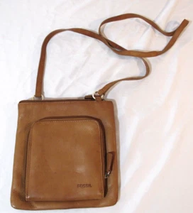 Fossil Brown Leather Crossbody Small Wallet Bag with Small Pouch Flaws - Picture 1 of 10