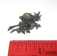 Black Witch on Broom Small Pin 1" wide Halloween Brooch