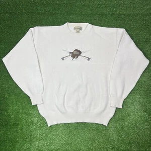 Vintage Fieldmaster Fishing Pole Fish Embroidered Knit Sweater Men's Medium READ - Picture 1 of 24