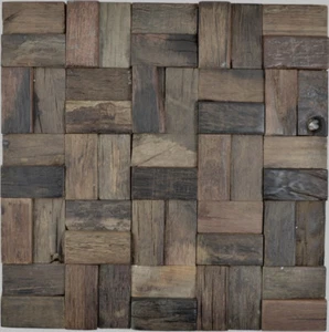 BOOTPLANKEN Mosaic Wooden Panel Kitchen Wall Mirror Tiles - Picture 1 of 4