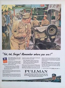 Vintage Print Ad 1944 WWII Pullman Trains Sergeant GI Jeep War Department China - Bild 1 von 1