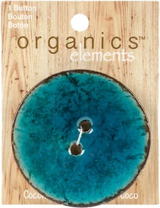 Blumenthal Organic Elements-Coconut Buttons 2-1/2" 1/Pkg-Turquoise - Picture 1 of 1