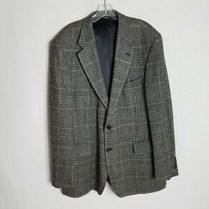 Bill Blass Mens Plaid 100% Camel Hair Sport Coat Blazer Jacket  Size 44 44L