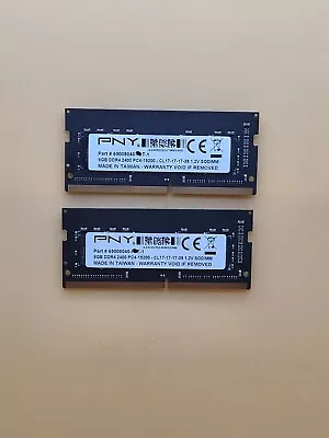 PNY 8GB x 2 Total 16GB  DDR4 2400 PC4-19200 CL17 1.2V SODIMM Laptop Ram* - Image 1 of 2