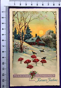 KünstlerAK Glückwunsch Neujahr Winter Haus Fliegenpilz, Fürth WHW EIN VOLK HILFT - Imagen 1 de 3