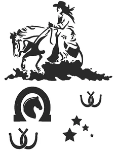 STENCILS  CRAFTS TEMPLATES SCRAPBOOKING WESTERN COWGIRL STENCIL - 1 A4 MYLAR - Picture 1 of 1