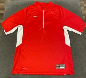NIKE TEAM DRI-FIT 1/2 Zip Pullover T-Shirt HERREN SMALL S rot/weiß Gym Training - Bild 1 von 10