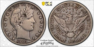 1901-S Barber Half Dollar PCGS VF Detail SCARCE + FREE POST - Picture 1 of 4