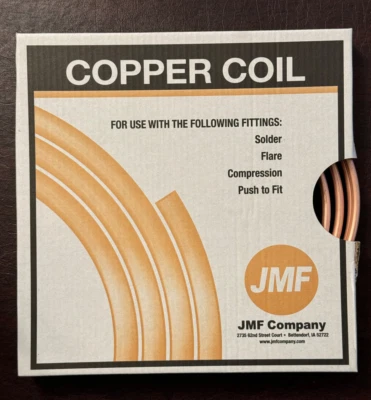 JMF Company 6363204759806 10' Copper Coil Refrigeration Tubing 1/4" OD / 1/8" ID - Image 1 of 4