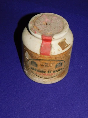 Ancien POT À MOUTARDE DE MEAUX-POMMERY en GRÈS AVEC SON BOUCHON LIEGE  MOUTARDE - Photo 1/4