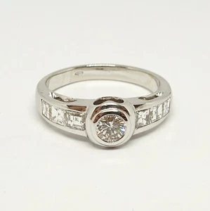 Anillo de Oro Blanco 18KT 750 Diamantes Princesa 1,41 CT -214 / Ve - Imagen 1 de 6