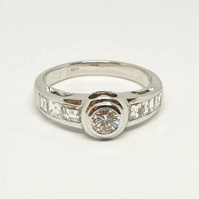Anillo de Oro Blanco 18KT 750 Diamantes Princesa 1,41 CT -214 / Ve - Imagen 1 de 4