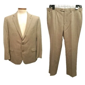 Mens Suit 46 R Ralph Lauren Light Brown Tan Linen Wool Poly Dual Vents - Picture 1 of 12