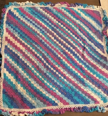 Super Cute Handmade Crochet Baby Blanket  Blue, Teal - Image 1 of 4