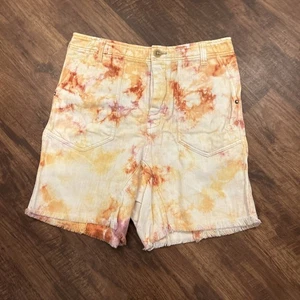 Free People She's A Legend Orange Apricot Tie-Dye Bermuda Shorts Women’s Size 8 - Picture 1 of 5